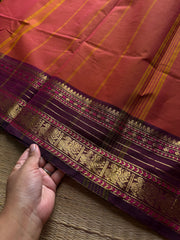 RF878 Silk saree inspired Kanchi cotton saree ~ dual tone of orange with brown