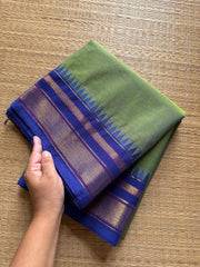 RF186 Dual Tone Green Shade with Royal Blue Combination Kanchi Cotton saree