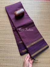 RF50 Monotone Purple Vintage Podi Kattam / small checks Kanchi cotton saree -RF50