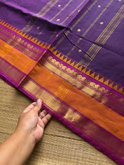 RF900 Kanchi cotton saree with handmade thread buttas ~ Purple shade