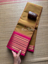RF18 Dual Shade of yellow and green with contrast pink border & handmade thread buttas - RF18