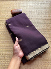 Dark Wine Shade Narayanpet Mercerised Cotton Saree With Buttas