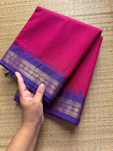 RF266 Pink with purple combination Podi Kattam Kanchi cotton saree with small border