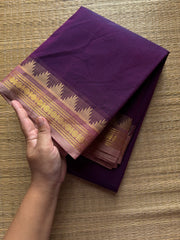 RF422 Purple shade small border Kanchi cotton saree