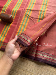 RF102 Dual Shade Onion Pink Mercerised Narayanpet Cotton Saree With Contrast Small Border