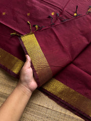 RF1220 Monotone Maroon shade Maheswari semi silk cotton saree