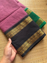 RF272 Dark Onion Pink Shade Kanchi Cotton Saree With Ganga Jamuna Border