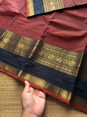 RF771 Rustic maroon shade Kanchi cotton saree