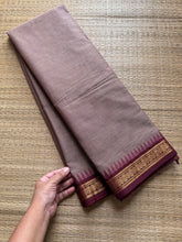 Biscuit shade with maroon combination small border Kanchi cotton saree