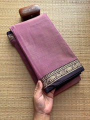 Dual Tone Onion Pink Narayanpet Mercerised Cotton Saree With Small Border