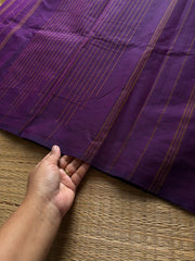 RF957 Purple ~ Soft Kanchi Cotton Saree with fully vertical thread lines Vairaoosi pattern