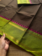 Brown with green combination vintage border Podikattam Kanchi cotton saree