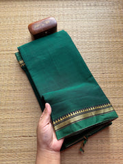 Green Mercerised Narayanpet Cotton Saree With Small Border