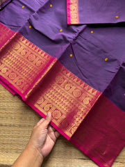 RF1008 Purple shade ~ Kanchi cotton saree with handmade thread buttas