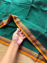 RF456 Green with mustard combination Mercerised Narayanpet cotton saree with small thread border