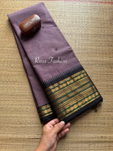 RF19 Dual tone grape shade contrast black border & handmade thread buttas - RF19