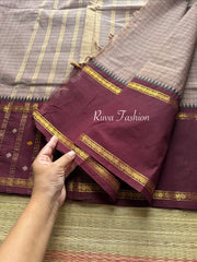 RF23 Dual tone Biscuit Shade With Dark maroon Vintage Style Border with checks pattern & handwoven Buttas on the border - RF23