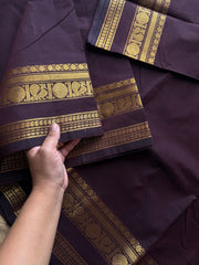 RF1152 Monotone coffee brown Kanchi cotton saree
