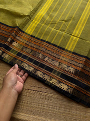 RF847 Green with black combination Kanchi cotton saree