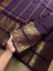 RF1138 Coffee brown shade Rettapet border Kanchi cotton saree