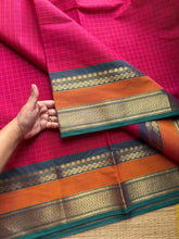 RF65 Dual tone reddish pink shade Premium Kanchi Cotton saree with checks pattern & With Rich Zari woven Pallu