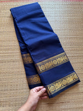 RF200 Monotone Royal Blue Shade Kanchi Cotton Saree With elegant Rettapet border