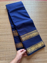 RF200 Monotone Royal Blue Shade Kanchi Cotton Saree With elegant Rettapet border
