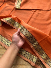 RF821 Dual tone orange shade Mercerised Narayanpet cotton saree with small border