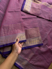 RF1255 Lilac Flower shade ~ Premium Vaira Oosi Kanchi cotton saree with contrast small border
