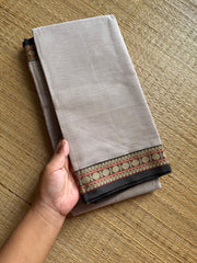 RF1170 Cream shade Mercerised Narayanpet cotton saree with small contrast thread border