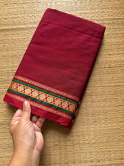 RF262 Reddish maroon shade small thread border Kanchi cotton saree