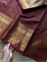 RF1382 Premium Rich Pallu Kanchi Cotton Saree ~ Dual tone Arakku shade
