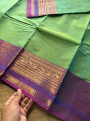 RF764 Dual tone Apple green shade Kanchi cotton saree