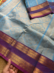 RF1358 Rich Pallu Kanchi cotton saree ~ Pastel blue