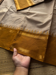 RF580 Premium Vintage Podi Kattam Kanchi Cotton saree ~ Beige Shade