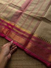 RF1430 Cream with pink Kanchi cotton saree