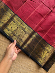 RF1156 Maroon with black ~ Silk saree inspired Kanchi cotton saree