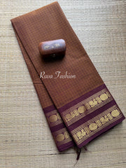 Honey Shade Checks / Kattam Kanchi Cotton Saree