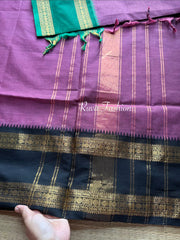 RF33 Dark mauve pink Ganga Jamuna Border Kanchi Cotton Saree - RF33