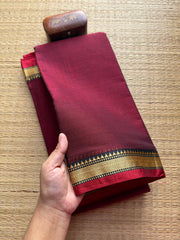 Maroon Narayanpet Mercerised Cotton With Small Border