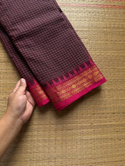 RF816 Maroon shade Kanchi cotton Podikattam / small checks saree