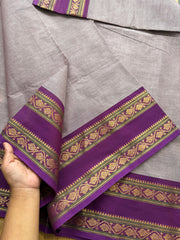 RF146 Dual tone grey with contrast purple shade Kanchi cotton saree