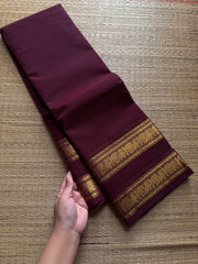 RF502 Deep maroon Kanchi cotton saree with Rettapet Annam pattern border