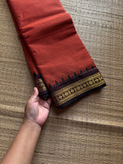 RF1397 Burnt orange with brown ~ Vintage Podikattam Kanchi cotton saree with small border