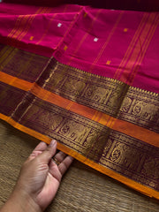 RF1335 Pink shade ~ Kanchi cotton Rettapet border saree
