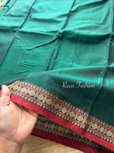 RF98 Bottle Green Shade Mercerised Narayanpet Cotton Saree With Small Contrast Border