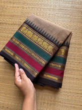 RF336 Grey shade Kanchi cotton saree with multi color varisaipet border