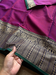 RF1434 Magenta pink ~ Mercerised Narayanpet big thread border soft cotton saree