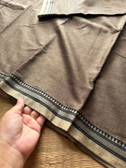 RF569 The Heritage Glow: Bronze Grey Mercerised Narayanpet Cotton Saree