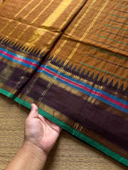 RF825 Velthari Pattern Kanchi Cotton Saree ~ Honey Shade